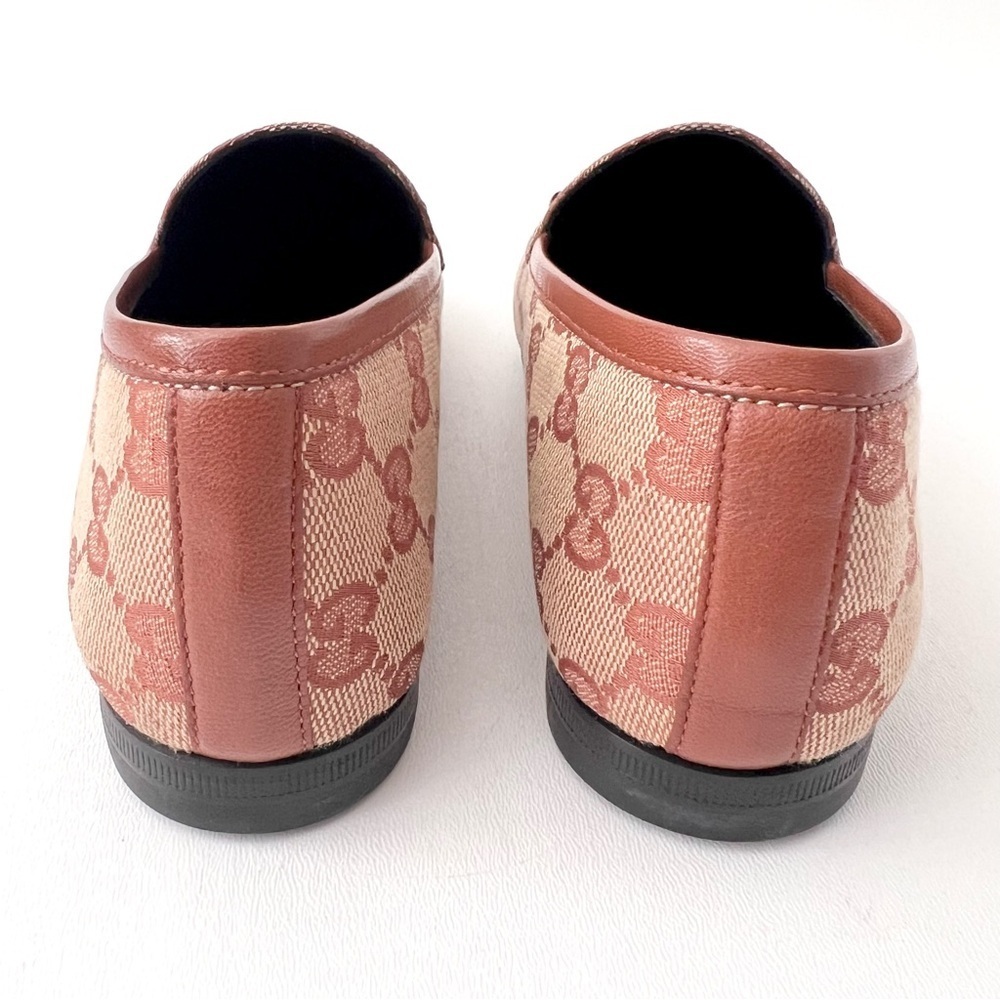 GUCCI || Jordaan Horsebit GG Monogram Canvas Loafer Flat Beige Rust Brown New 6 - Picture 5 of 13